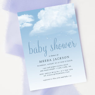 Invitation Baby Shower Gouttes de Pluie Nuage Moutonneux