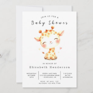 Invitation Baby shower gracieux de Giraffe