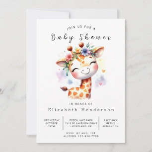 Invitation Baby shower gracieux en ligne Giraffe