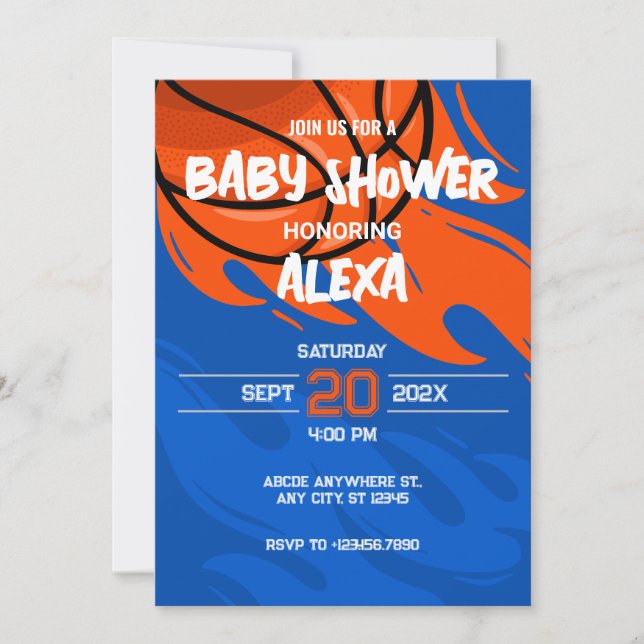 Invitation Baby shower Grafitti de basket-ball en jeu (Devant)