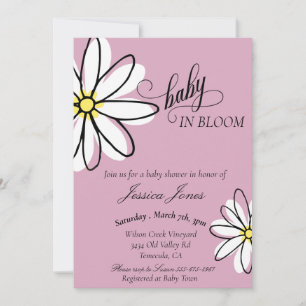 Invitation Baby Shower Gribouillis de marguerite Bébé en fleu