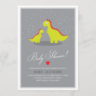 Invitation Baby shower gris Dinosaur élégant