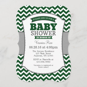 Invitation Baby shower gris foncé Chevron