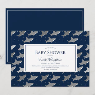 Invitation Baby shower gris foncé Motif requin