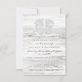 Invitation Baby shower gris or pieds bois blanc fille garçon