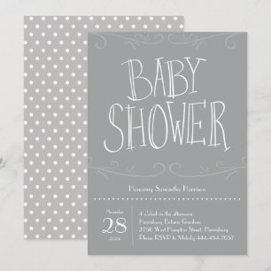 Invitation Baby shower gris Polka Dot Gris Moderne