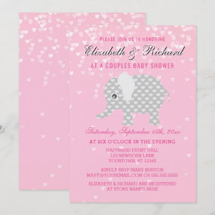 Invitation Baby shower gris rose de fille de couples de