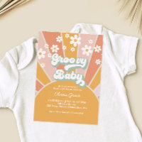 Baby Shower Groovy Baby Retro Soleil Enfant Fleur
