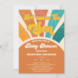 Invitation Baby Shower Groovy Sunshine Voici venir le Fils