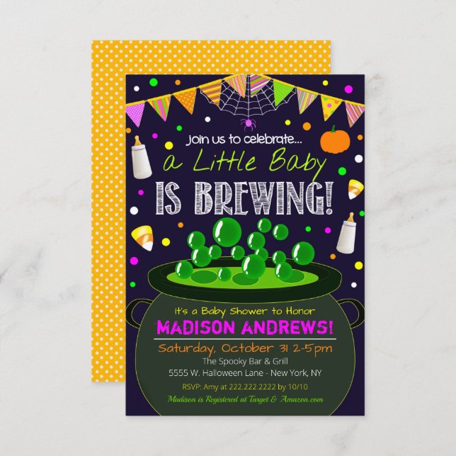 Invitation Baby shower Halloween (Devant / Derrière)