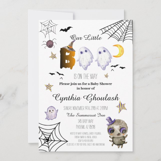 Invitation Baby shower Halloween Boo Ghost (Devant)