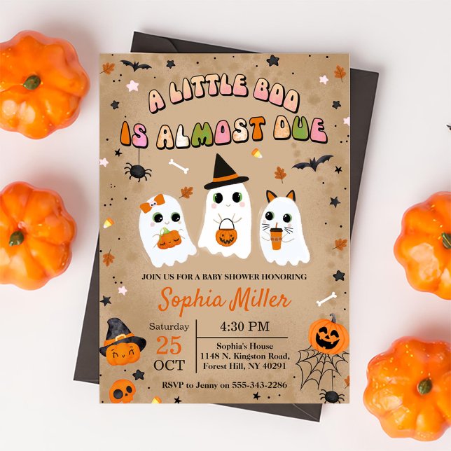 Invitation Baby shower Halloween Cute Ghost (Créateur téléchargé)