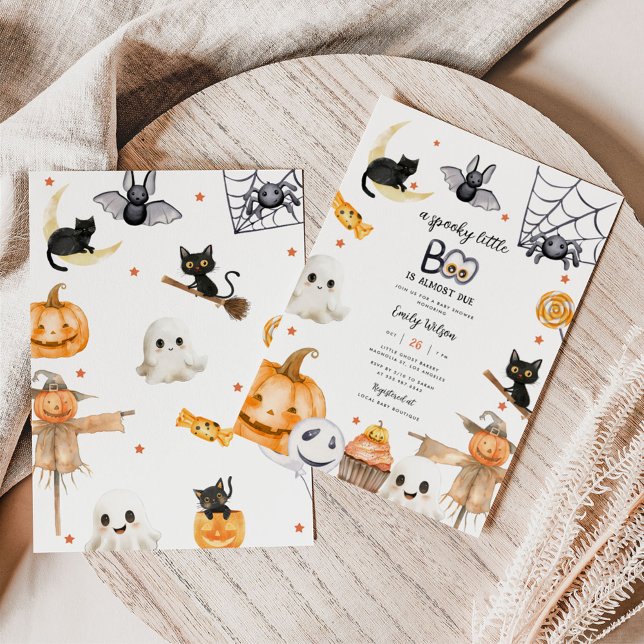 Invitation Baby shower Halloween Éffrayant Little Boo (Créateur téléchargé)