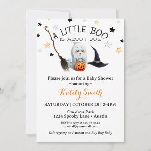 Invitation Baby Shower Halloween Genre Neutre Little Boo