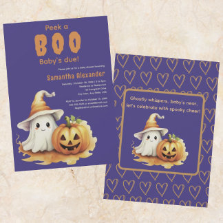 Invitation baby shower Halloween Ghost Boo