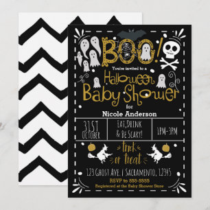 Invitation Baby Shower Halloween Moderne Fantaisiste Dessinée