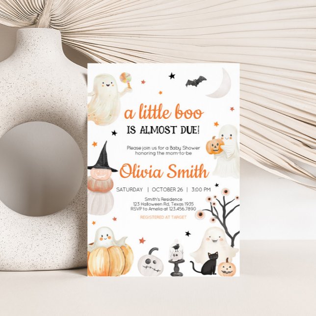 Invitation Baby shower Halloween neutre pour les femmes (A Little Boo Baby Shower Invitation
)
