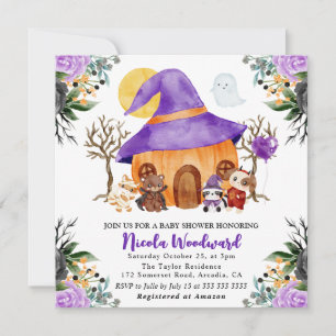 Invitation Baby Shower Halloween Trick or Treat à l'aquarelle