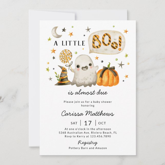 Invitation Baby shower Halloween - Un petit livre (Devant)