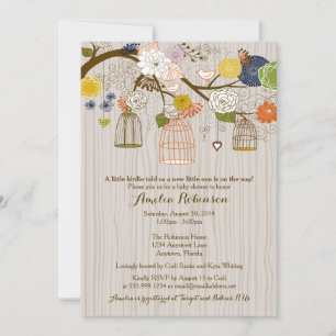 Invitation Baby shower - Hanging Cages & Jars Wood