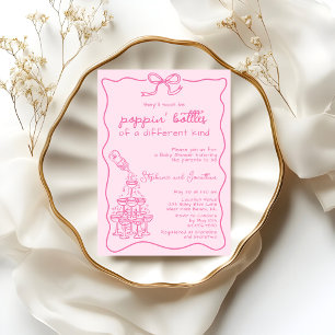 Invitation Baby Shower Happy Hour Champagne Rose Fait à la Ma