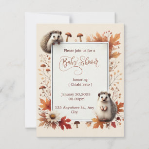 Invitation Baby shower Hérisson d'automne