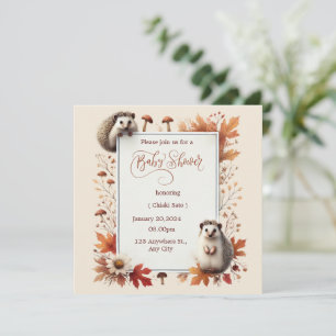 Invitation Baby shower Hérisson d'automne