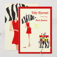 Baby shower Hip Mama/ robe rouge / rayures zèbres