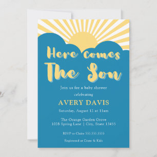 Invitation Baby shower Hippie les années 70 Retro Muet Tones