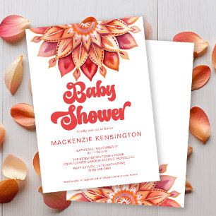 Invitation Baby shower hippie moderne Boho rose Retro