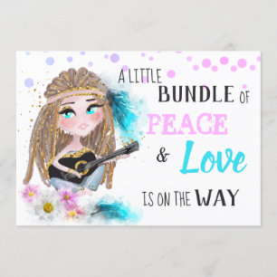 Invitation *~* Baby shower hippie Neutre Boho Paix et Amour