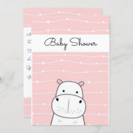 Invitation Baby shower Hippo bébé doux
