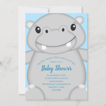 Baby shower Hippo bleu