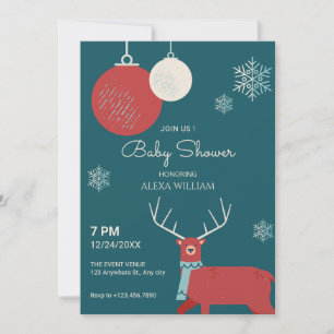 Invitation Baby shower hivernal classique de cerfs