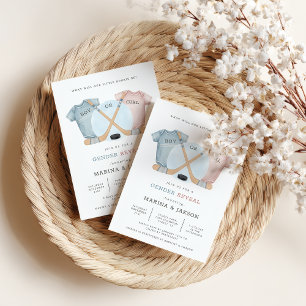Invitation Baby shower hockey, révélation du sexe hockey