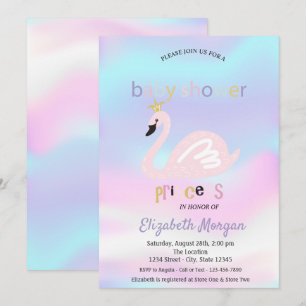 Invitation Baby Shower holographique adorable cygne