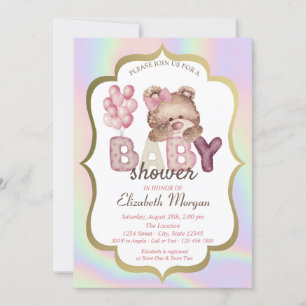 Invitation Baby shower holographique de la structure de ballo