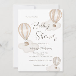 Invitation Baby Shower Hot Air Balloons Gender Neutral