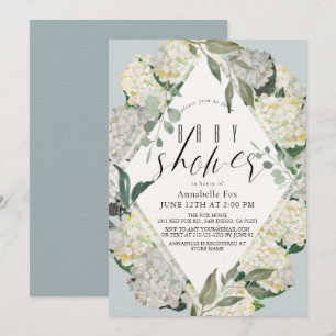 Invitation Baby shower Hydrangea Blue Rhonbus