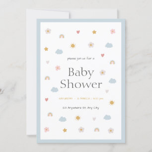 Invitation Baby shower illustratif Pastel