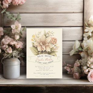 Invitation Baby shower illustré Vintage du marché aux fleurs