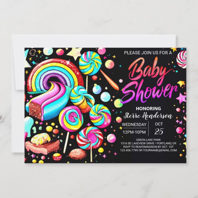 Invitation Baby shower Imaginaire Lollipop Candy (Devant)