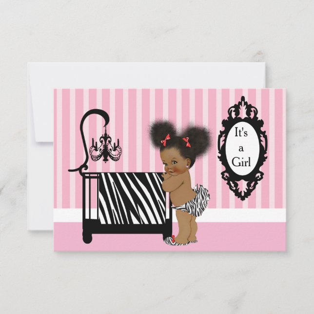 Invitation Baby Shower Impression Zèbre Afro-Américain (Devant)