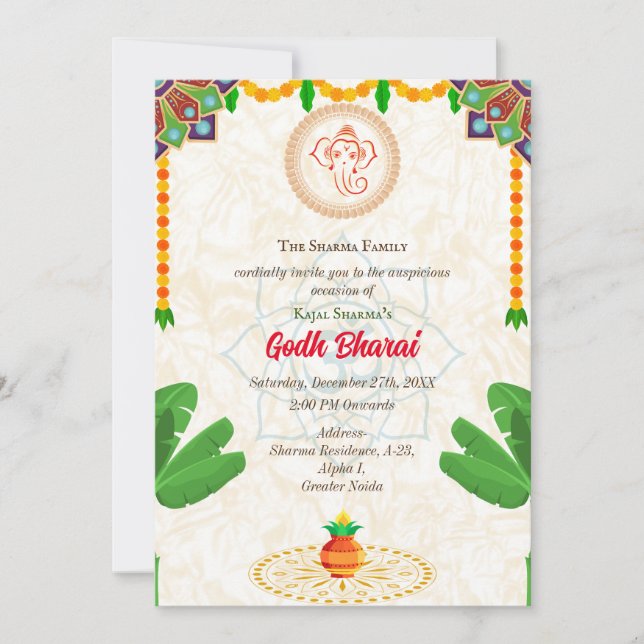 Invitation Baby shower indien Godh Bharai Hindu (Devant)