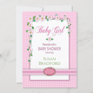 Invitation baby shower, Insérez le nom, Fille bébé