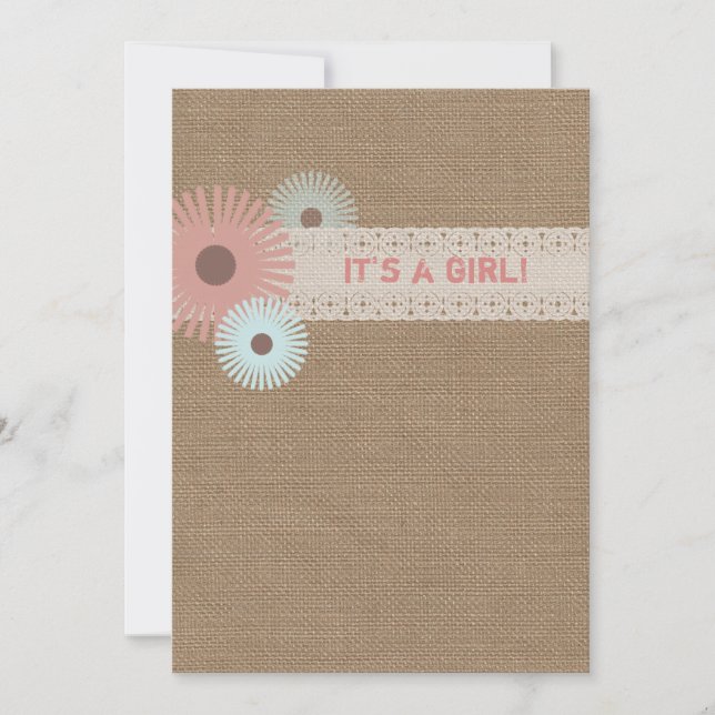 Invitation Baby shower inspirée par Burlap (Devant)