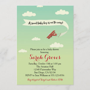 Invitation Baby shower Invitaiton de transport d'avion
