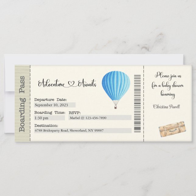 Invitation Baby shower Invitation, Aventure Attente (Devant)