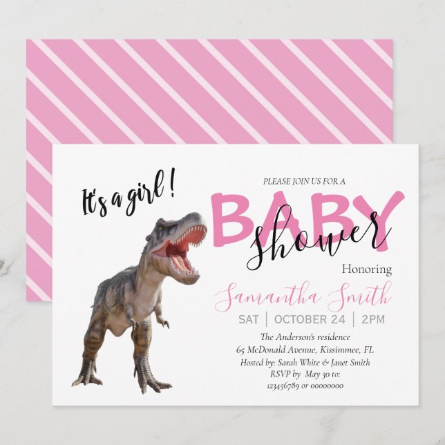 Invitation baby shower, Invitation fille (Devant / Derrière)