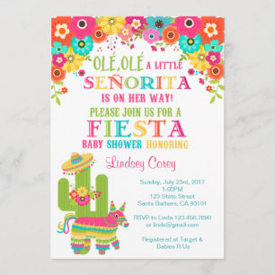 Invitation Baby shower Invitation~ Piñata de fiesta et fleurs